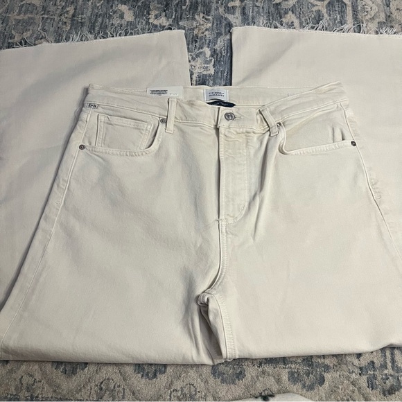 Citizens of Humanity Lyra High Rise Crop Wide Leg Jeans in Almondette NWT Sz 32 - Picture 10 of 13